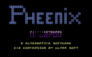 Pheenix (Commodore 16, Plus/4) screenshot: Title Screen.