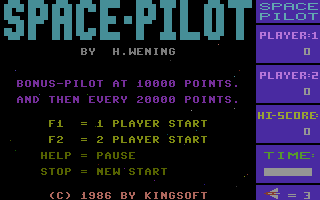 Space Pilot (Commodore 16, Plus/4) screenshot: Title Screen.