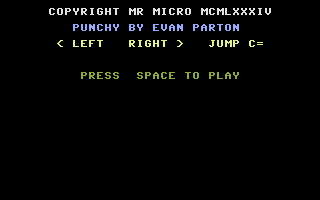 Punchy (Commodore 16, Plus/4) screenshot: Title Screen.