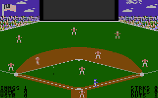 The Slugger (Commodore 16, Plus/4) screenshot: You hit the ball.