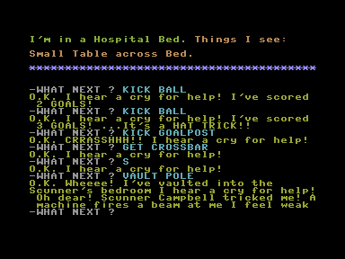 Super Gran: The Adventure (Commodore 16, Plus/4) screenshot: Ended up in hospital.