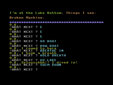 Super Gran: The Adventure (Commodore 16, Plus/4) screenshot: Bottom of the lake.