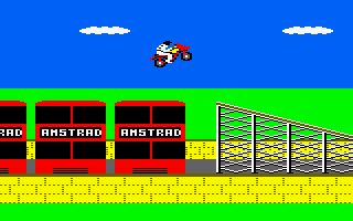 3D Stunt Rider (Amstrad CPC) screenshot: Made it?