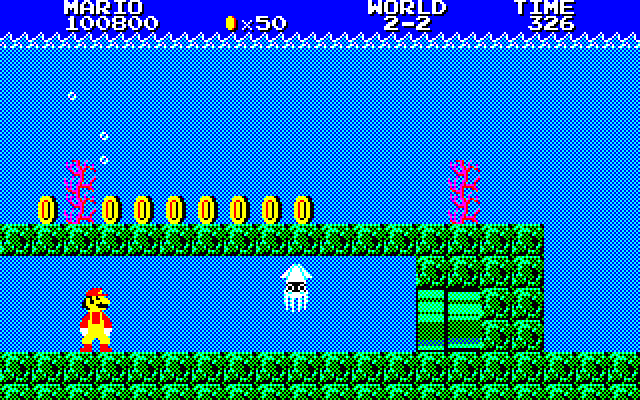 Super Mario Bros. Special (Sharp X1) screenshot: Underwater level