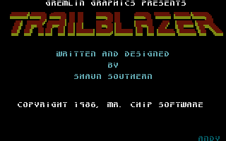 Trailblazer (Commodore 16, Plus/4) screenshot: Title Screen.