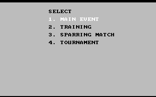 Fight Night (Atari 7800) screenshot: The main menu