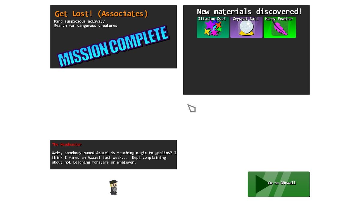 Magicmaker (Windows) screenshot: Mission completed and summary.