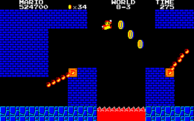 Super Mario Bros. Special (Sharp X1) screenshot: This part is rather tricky, timing needs to be spot on