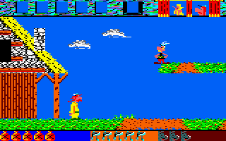 Astérix et la Potion Magique (Amstrad CPC) screenshot: Outside a house.