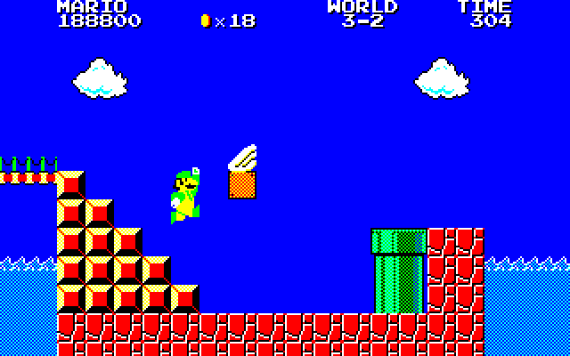 Super Mario Bros. Special (Sharp X1) screenshot: With this Wing Mario can briefly swim in the air. It can be viewed as a predecessor to the P-Wing, which first appeared in SMB3