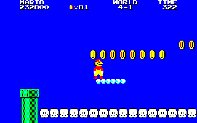Super Mario Bros. Special (Sharp X1) screenshot: Up the beanstalk