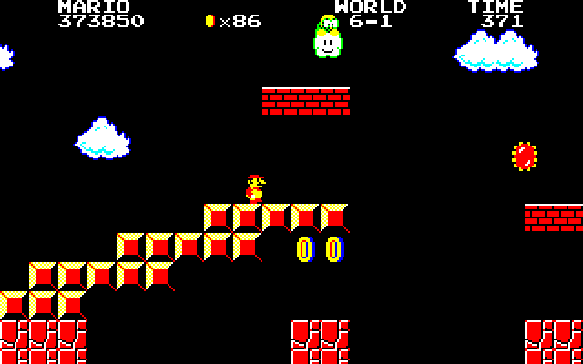 Super Mario Bros. Special (Sharp X1) screenshot: Oh great, it's that Lakitu guy...