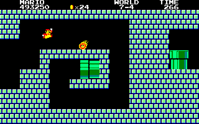 Super Mario Bros. Special (Sharp X1) screenshot: Here's another enemy from original Donkey Kong - Fire