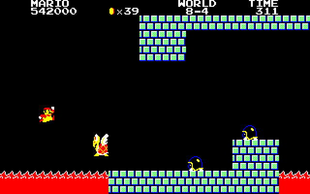 Super Mario Bros. Special (Sharp X1) screenshot: Last level features a couple jumps where you need to jump right at the edge