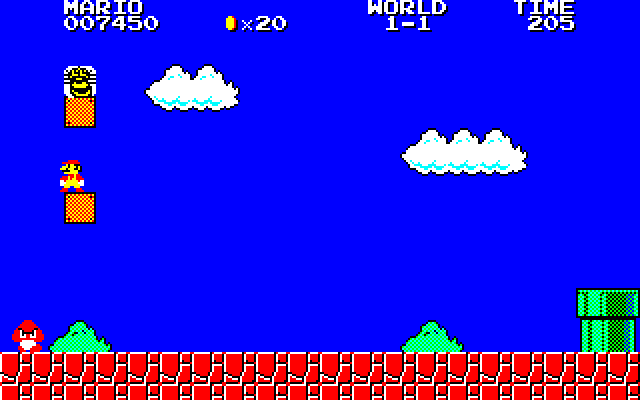 Super Mario Bros. Special (Sharp X1) screenshot: The Hudson Bee can be found on the first level of World 1, picking it up gives you 8000 points