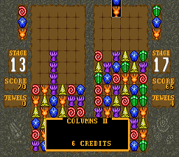 Columns II: The Voyage Through Time (Arcade) screenshot: Demo for two players