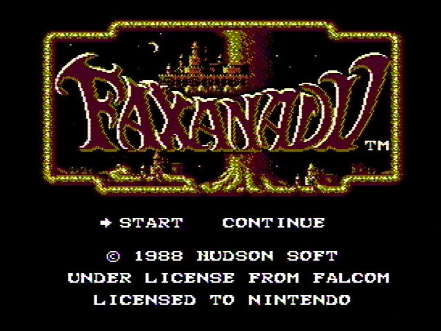 Faxanadu (NES) screenshot: Title screen