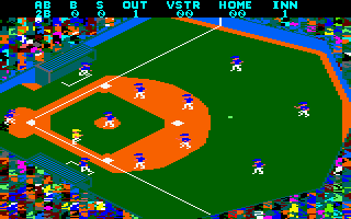 Championship Baseball (Amstrad CPC) screenshot: Good hit.