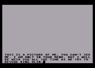 Olin in Emerald: Kingdom of Myrrh (Atari 8-bit) screenshot: Our Narrator