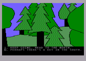 Olin in Emerald: Kingdom of Myrrh (Atari 8-bit) screenshot: Exploring The Woods