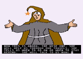 Olin in Emerald: Kingdom of Myrrh (Atari 8-bit) screenshot: Anara Will Help Us On Our Quest