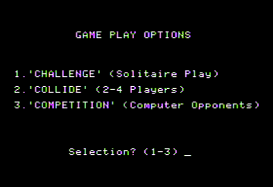 Conglomerates Collide (Apple II) screenshot: Game Play Options