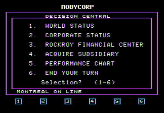 Conglomerates Collide (Apple II) screenshot: Making Corporate Decisions