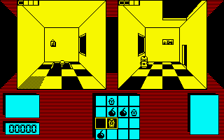 Deactivators (Amstrad CPC) screenshot: Exploring the building.