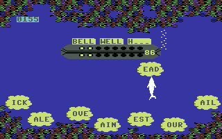 Sea Speller (Commodore 64) screenshot: So "hell" isn't a word, then...