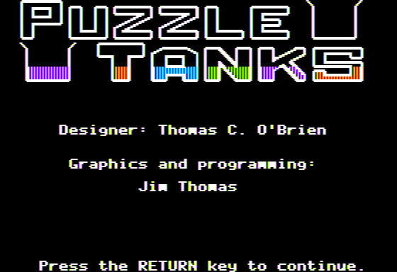Puzzle Tanks (Apple II) screenshot: title Screen