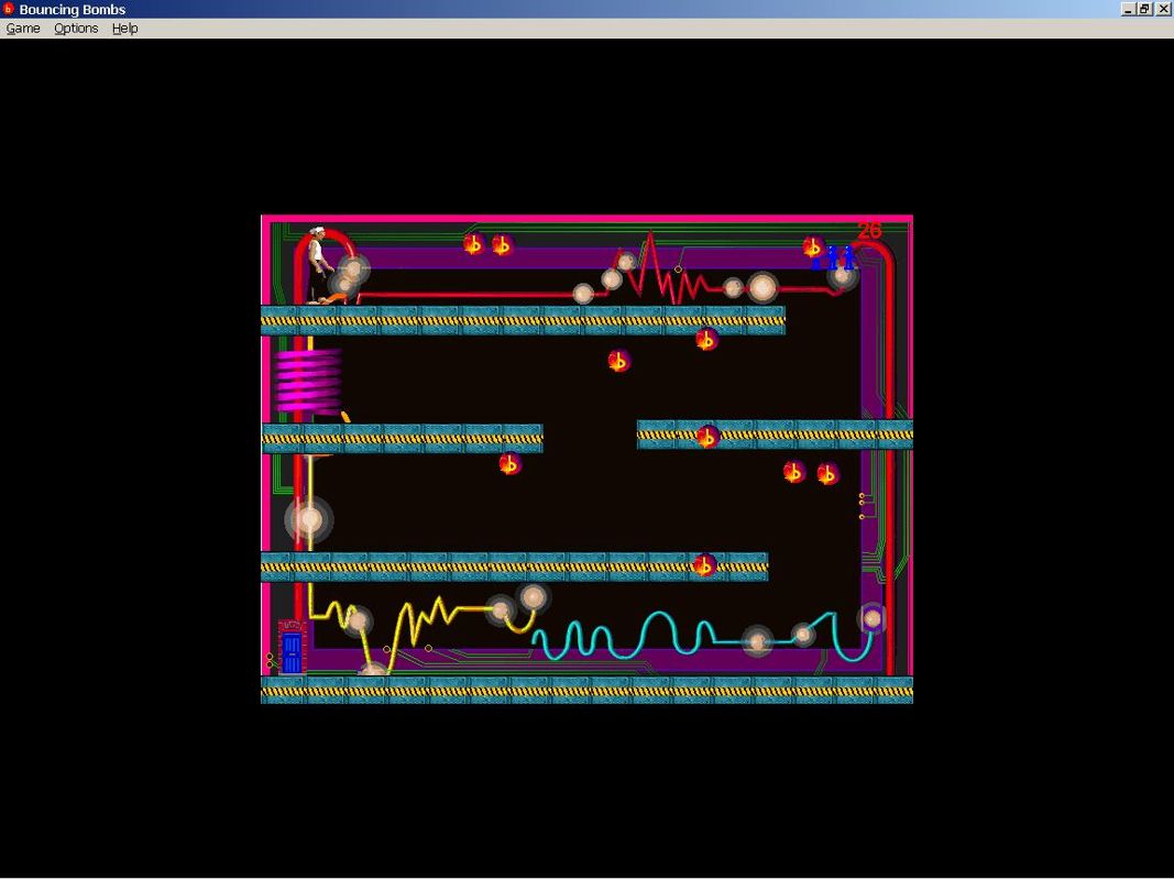 Bouncing Bombs (Windows) screenshot: By level 9, it gets crowded.