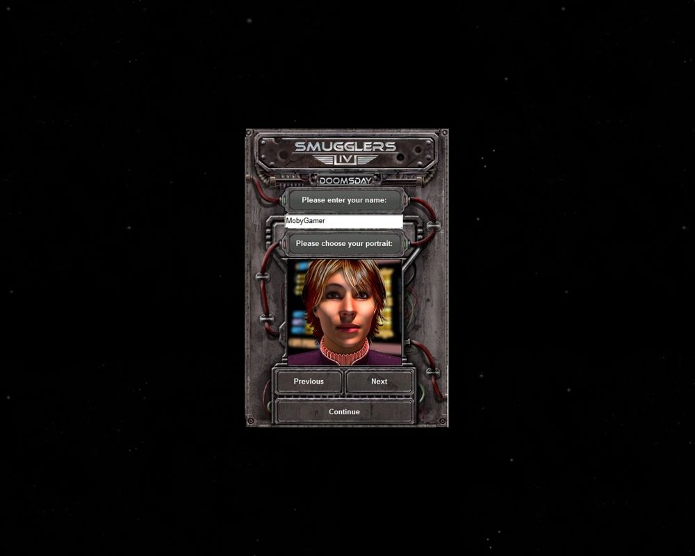 Smugglers IV: Doomsday (Windows) screenshot: Character creation - Choices between one female portrait and two male portraits.