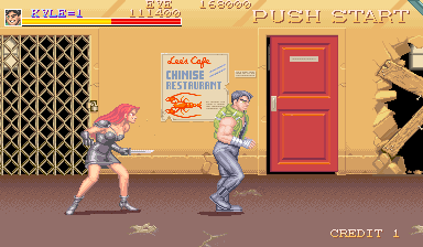 Violent Storm (Arcade) screenshot: Girl with knife