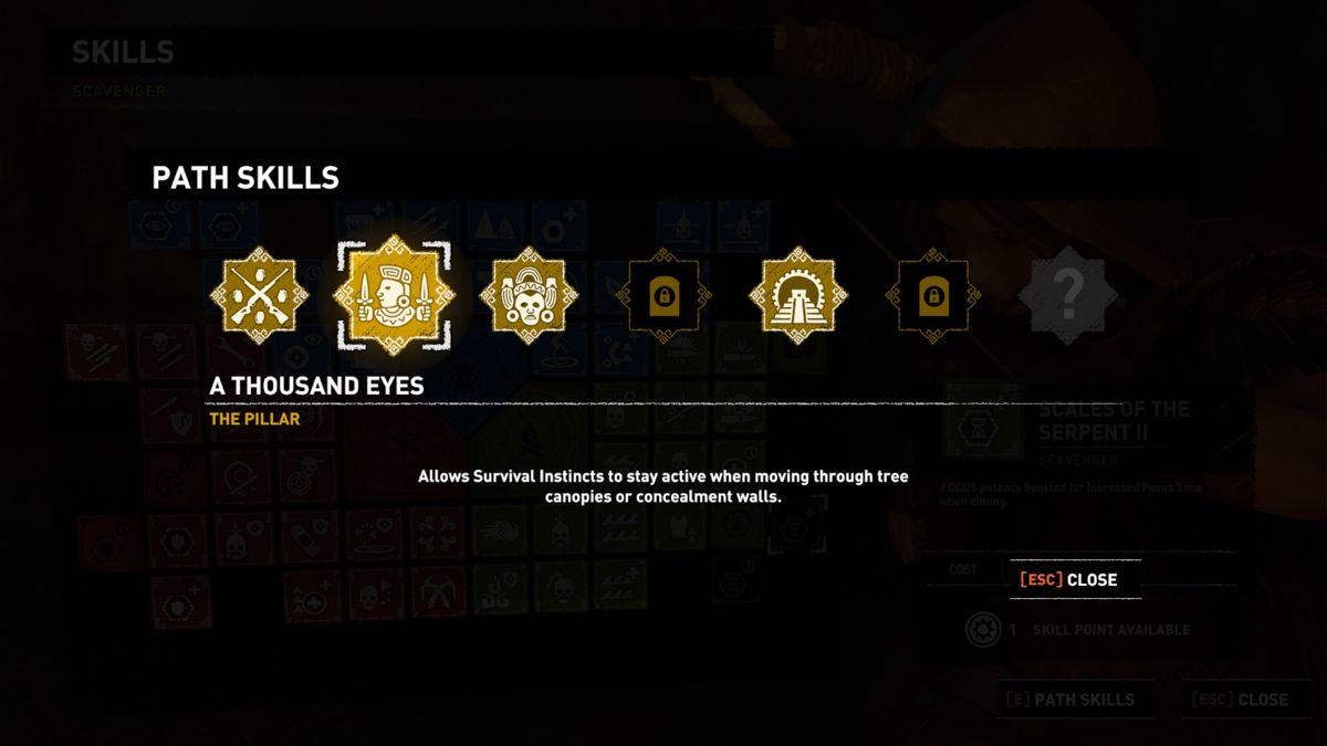 Shadow of the Tomb Raider: The Pillar (Windows) screenshot: The new skill in the small set of path skills