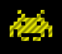Space Invaders (SNES) screenshot: This golden invader appears in the opening sequence.