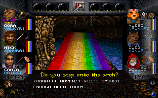 Wizardry: Crusaders of the Dark Savant (DOS) screenshot: There are some rather psychedelic moments in the game. I react appropriately