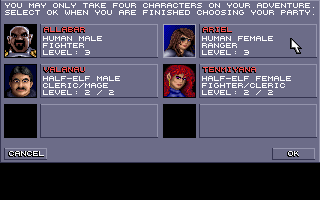 Eye of the Beholder II: The Legend of Darkmoon (DOS) screenshot: Importing a party from the EOTB1