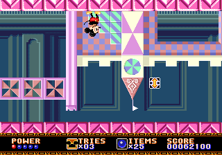 Castle of Illusion starring Mickey Mouse (Genesis) screenshot: In Toy land the world can go upside down