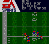 Madden 96 (Game Gear) screenshot: The ball was run for a gain of 2 yards