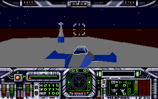 Moonfall (Atari ST) screenshot: Another vessel is starting from the station.