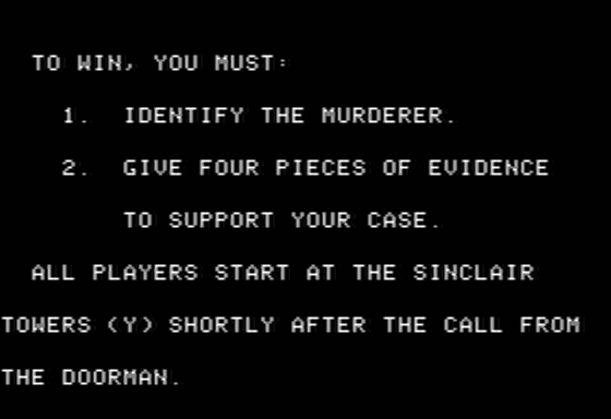 Screenshot of Mystery Master: Murder by the Dozen (Apple II, 1983 ...