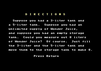 Puzzle Tanks (Commodore 64) screenshot: Directions