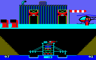 Pneumatic Hammers (Amstrad CPC) screenshot: On the roof.