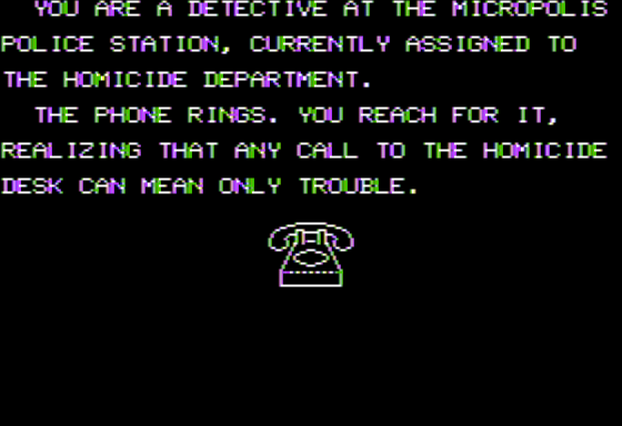 Screenshot of Mystery Master: Murder by the Dozen (Apple II, 1983 ...