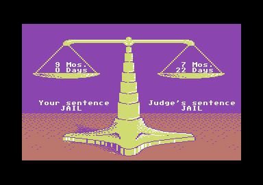 Crime and Punishment (Commodore 64) screenshot: My choice was similar to the AI judge