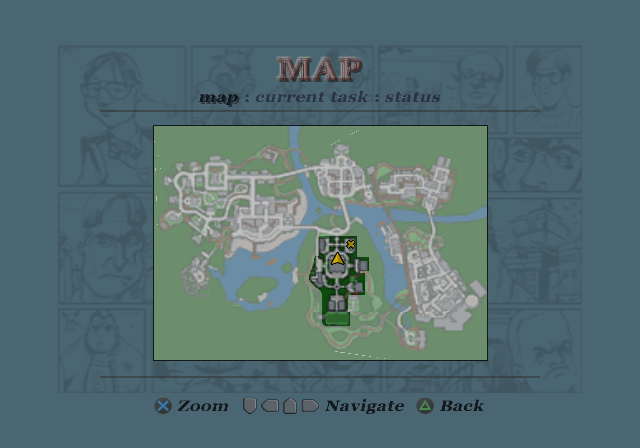 Bully (PlayStation 2) screenshot: Map. Initially, only the campus is accessible, but it's already quite big!