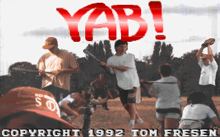 YAB! Baseball (DOS) screenshot: The game's title screen