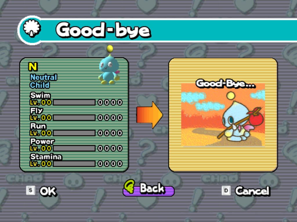 Sonic Adventure DX (Director's Cut) (Windows) screenshot: Chao's stats