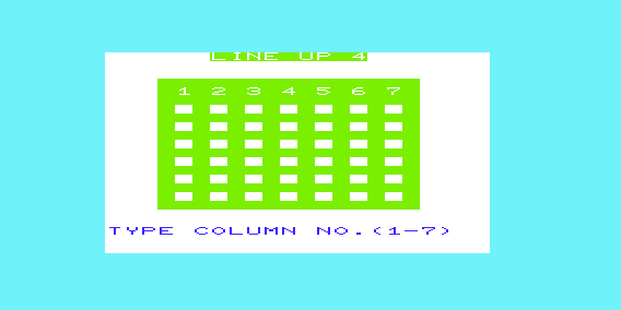 Line Up 4 (VIC-20) screenshot: Enter column you want to put your piece in