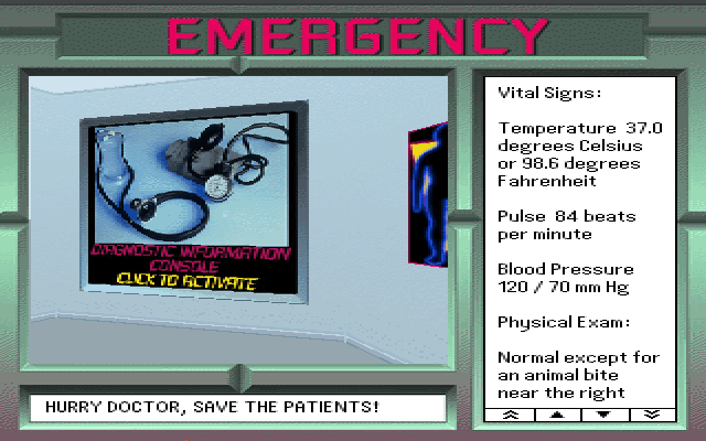 3-D Body Adventure (DOS) screenshot: ...take look at the vital signs...